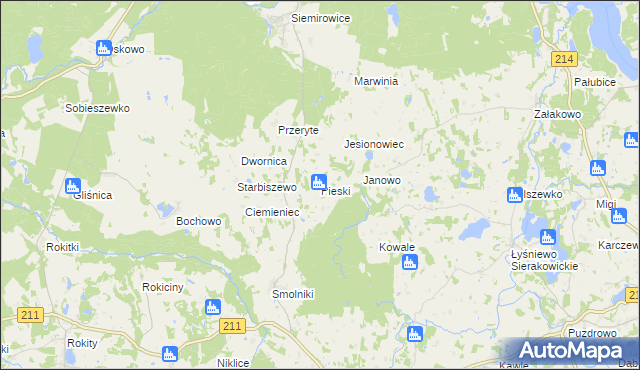 mapa Pieski gmina Cewice, Pieski gmina Cewice na mapie Targeo