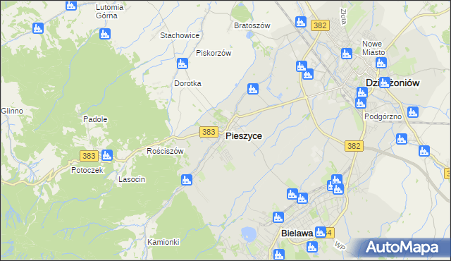 mapa Pieszyce, Pieszyce na mapie Targeo