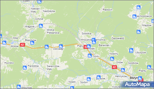 mapa Pięty, Pięty na mapie Targeo