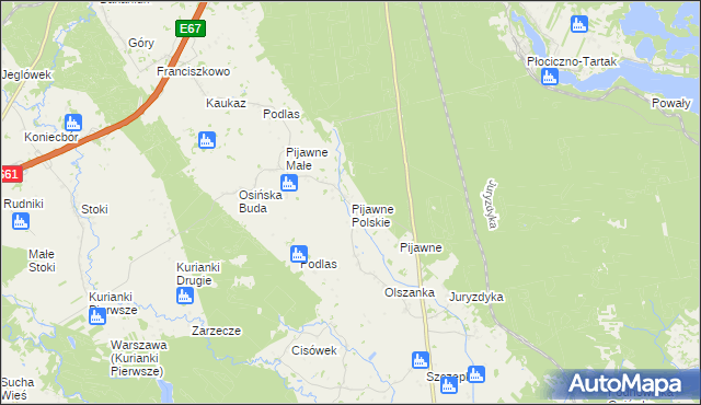 mapa Pijawne Polskie, Pijawne Polskie na mapie Targeo