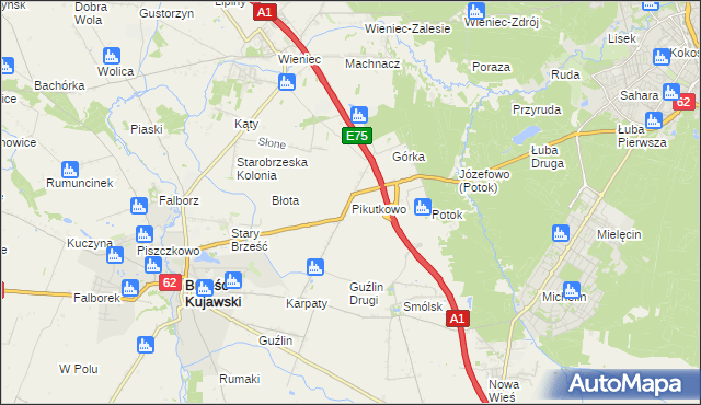 mapa Pikutkowo, Pikutkowo na mapie Targeo