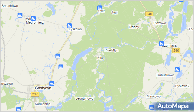 mapa Piła gmina Gostycyn, Piła gmina Gostycyn na mapie Targeo