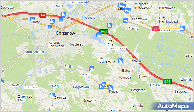 mapa Piła Kościelecka, Piła Kościelecka na mapie Targeo