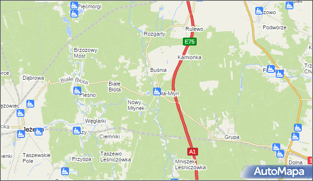 mapa Piła-Młyn gmina Jeżewo, Piła-Młyn gmina Jeżewo na mapie Targeo