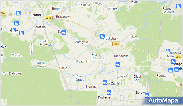 mapa Piła Pierwsza, Piła Pierwsza na mapie Targeo