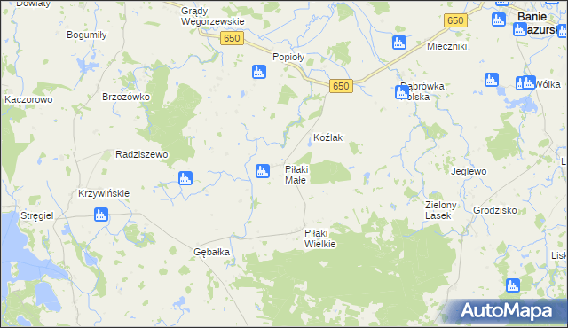 mapa Piłaki Małe, Piłaki Małe na mapie Targeo