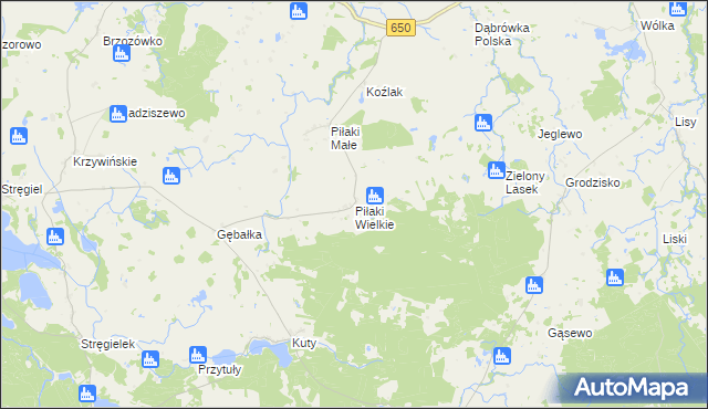 mapa Piłaki Wielkie, Piłaki Wielkie na mapie Targeo