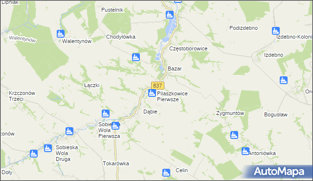 mapa Pilaszkowice Pierwsze, Pilaszkowice Pierwsze na mapie Targeo