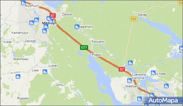 mapa Piławki, Piławki na mapie Targeo