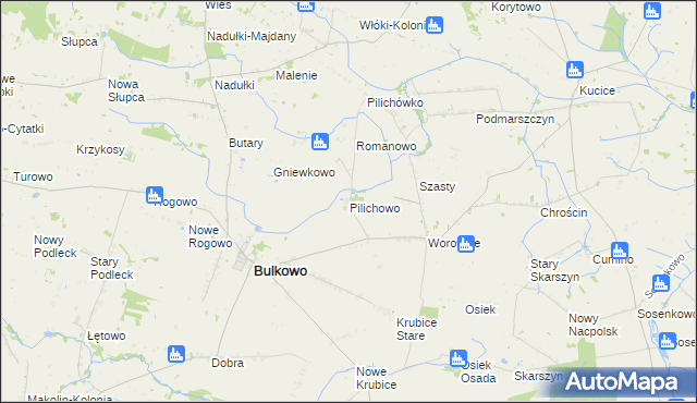 mapa Pilichowo gmina Bulkowo, Pilichowo gmina Bulkowo na mapie Targeo