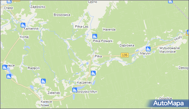 mapa Piłka gmina Drawsko, Piłka gmina Drawsko na mapie Targeo