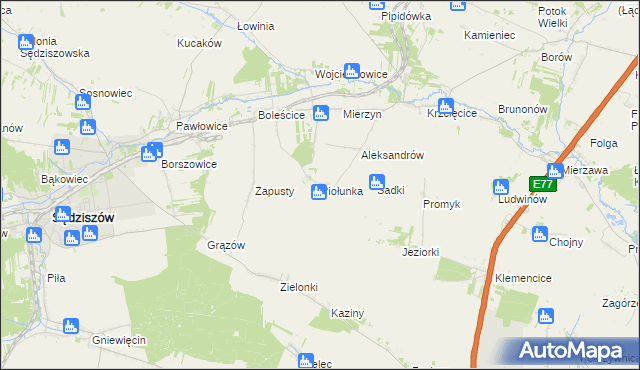 mapa Piołunka, Piołunka na mapie Targeo