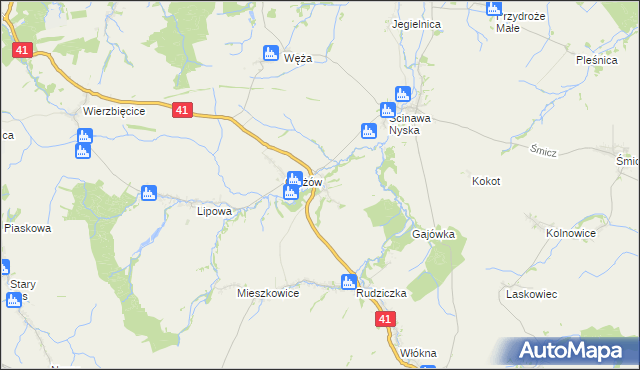 mapa Piorunkowice, Piorunkowice na mapie Targeo