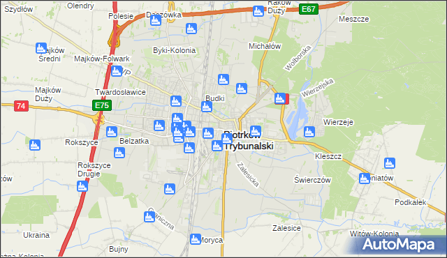 mapa Piotrków Trybunalski, Piotrków Trybunalski na mapie Targeo