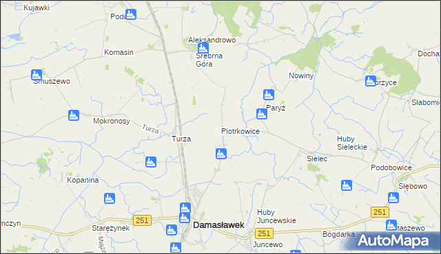 mapa Piotrkowice gmina Damasławek, Piotrkowice gmina Damasławek na mapie Targeo
