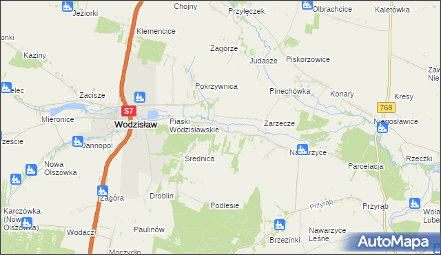 mapa Piotrkowice gmina Wodzisław, Piotrkowice gmina Wodzisław na mapie Targeo