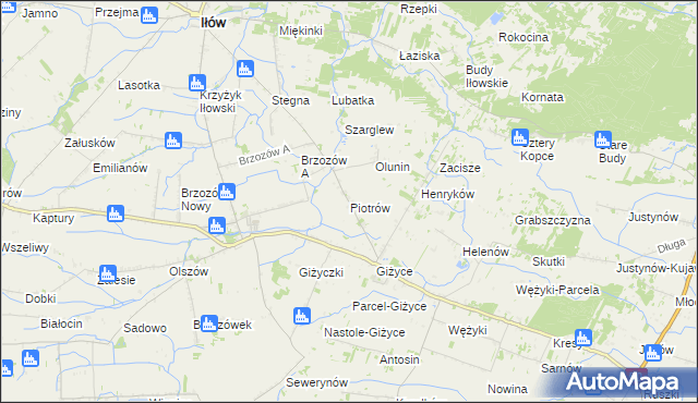 mapa Piotrów gmina Iłów, Piotrów gmina Iłów na mapie Targeo