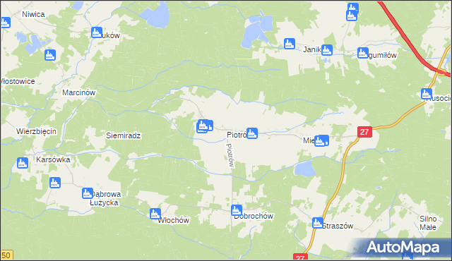 mapa Piotrów gmina Przewóz, Piotrów gmina Przewóz na mapie Targeo