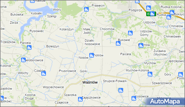 mapa Piotrów gmina Waśniów, Piotrów gmina Waśniów na mapie Targeo