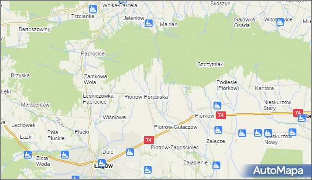 mapa Piotrów-Podłazy, Piotrów-Podłazy na mapie Targeo