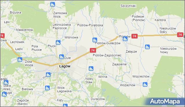 mapa Piotrów-Zagościniec, Piotrów-Zagościniec na mapie Targeo