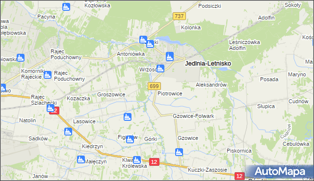 mapa Piotrowice gmina Jedlnia-Letnisko, Piotrowice gmina Jedlnia-Letnisko na mapie Targeo