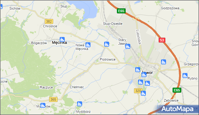 mapa Piotrowice gmina Męcinka, Piotrowice gmina Męcinka na mapie Targeo