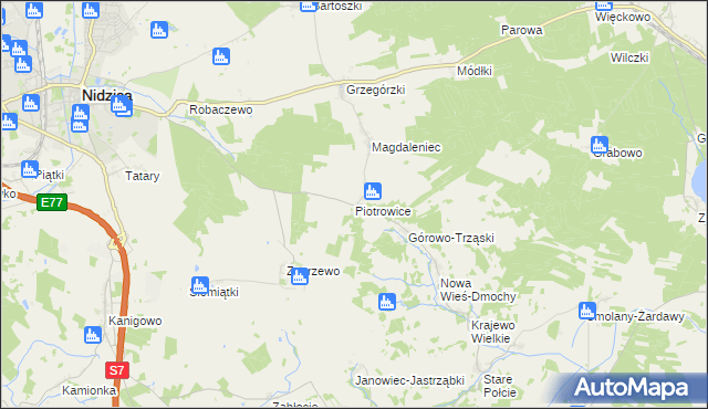 mapa Piotrowice gmina Nidzica, Piotrowice gmina Nidzica na mapie Targeo