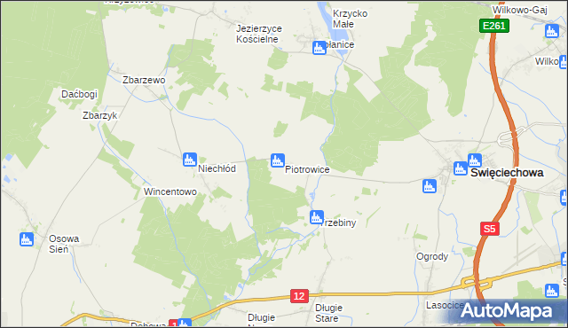 mapa Piotrowice gmina Święciechowa, Piotrowice gmina Święciechowa na mapie Targeo