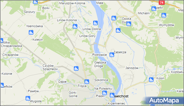 mapa Piotrowice gmina Zawichost, Piotrowice gmina Zawichost na mapie Targeo