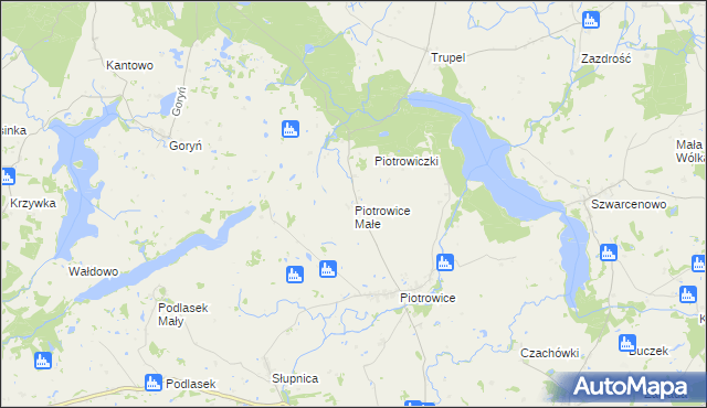 mapa Piotrowice Małe gmina Biskupiec, Piotrowice Małe gmina Biskupiec na mapie Targeo