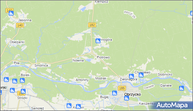 mapa Piotrowo gmina Obrzycko, Piotrowo gmina Obrzycko na mapie Targeo