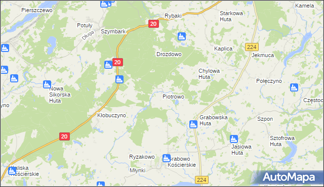 mapa Piotrowo gmina Somonino, Piotrowo gmina Somonino na mapie Targeo