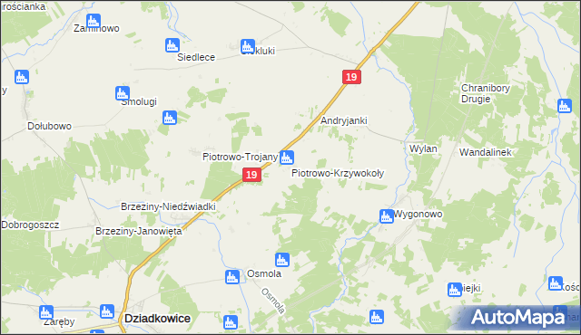 mapa Piotrowo-Krzywokoły, Piotrowo-Krzywokoły na mapie Targeo