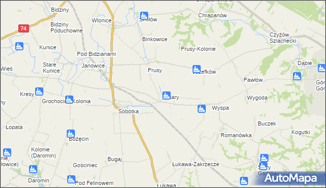 mapa Pisary gmina Ożarów, Pisary gmina Ożarów na mapie Targeo