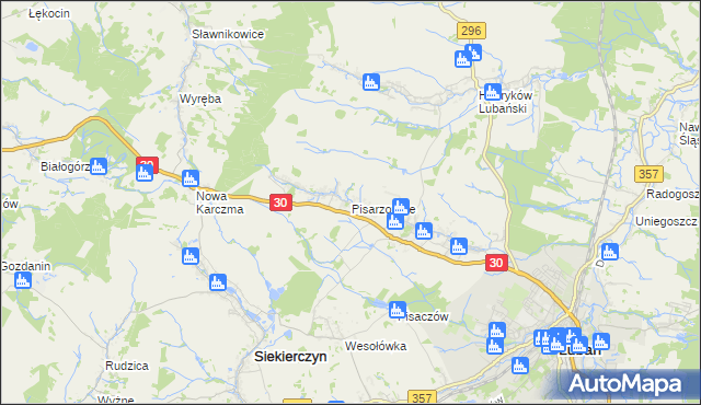 mapa Pisarzowice gmina Lubań, Pisarzowice gmina Lubań na mapie Targeo