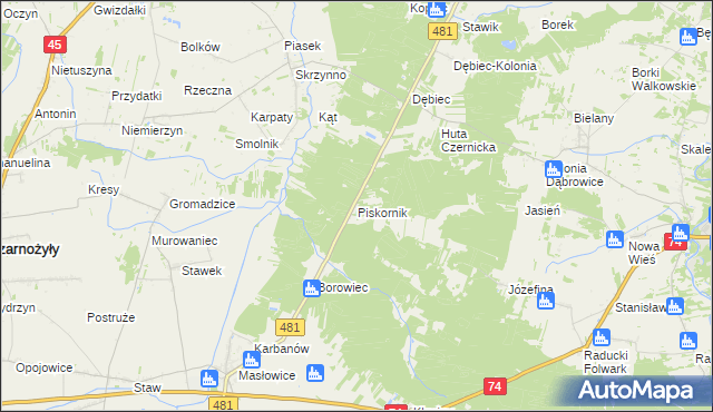 mapa Piskornik, Piskornik na mapie Targeo