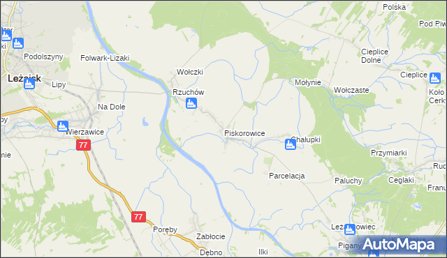 mapa Piskorowice, Piskorowice na mapie Targeo