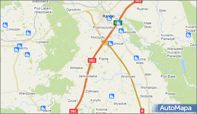 mapa Planta gmina Raczki, Planta gmina Raczki na mapie Targeo