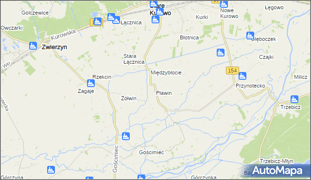 mapa Pławin gmina Stare Kurowo, Pławin gmina Stare Kurowo na mapie Targeo