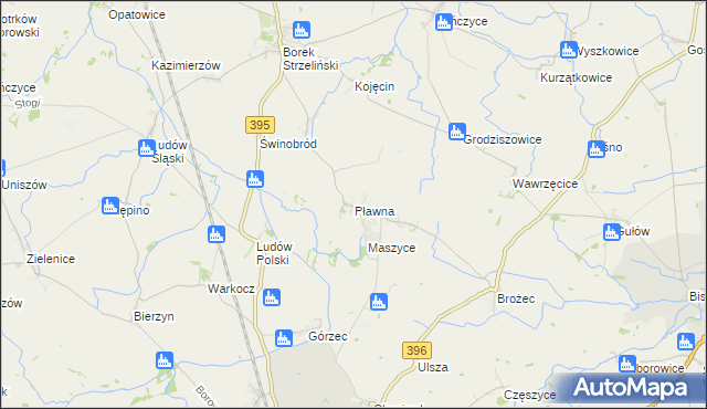 mapa Pławna gmina Strzelin, Pławna gmina Strzelin na mapie Targeo