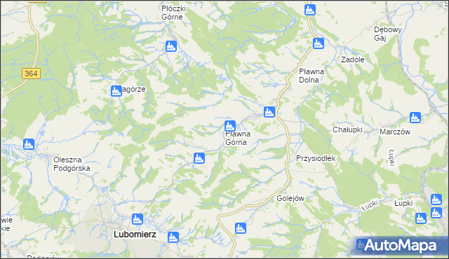 mapa Pławna Górna, Pławna Górna na mapie Targeo