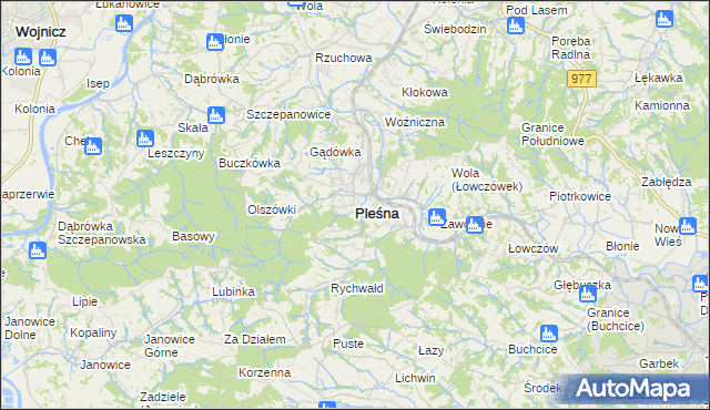 mapa Pleśna powiat tarnowski, Pleśna powiat tarnowski na mapie Targeo