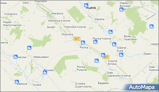 mapa Płonka gmina Rudnik, Płonka gmina Rudnik na mapie Targeo