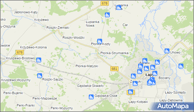 mapa Płonka Kościelna, Płonka Kościelna na mapie Targeo