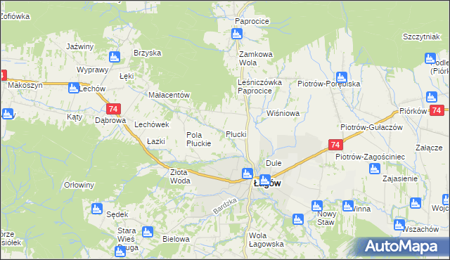 mapa Płucki, Płucki na mapie Targeo