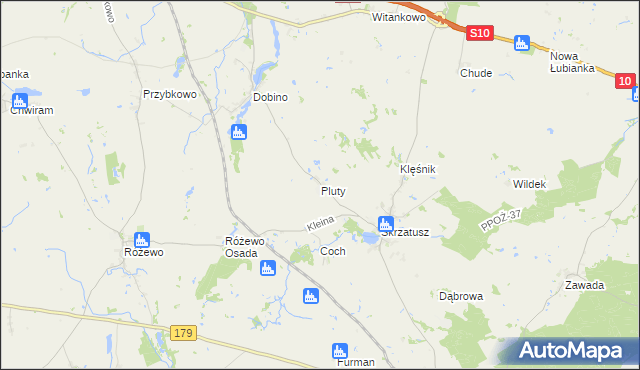 mapa Pluty gmina Szydłowo, Pluty gmina Szydłowo na mapie Targeo