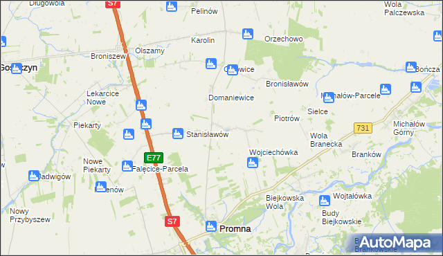 mapa Pnie gmina Promna, Pnie gmina Promna na mapie Targeo
