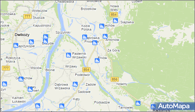 mapa Pniów gmina Radomyśl nad Sanem, Pniów gmina Radomyśl nad Sanem na mapie Targeo