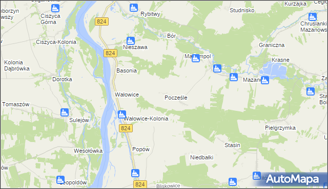 mapa Pocześle, Pocześle na mapie Targeo